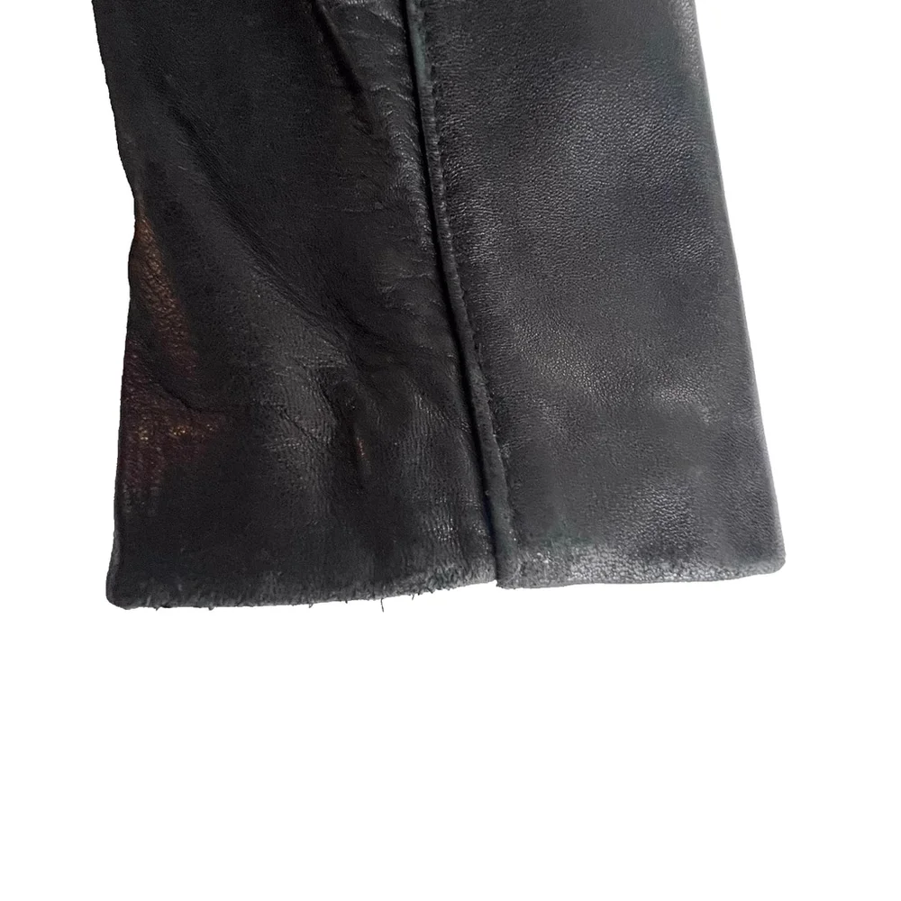 Marc New York Women L Black Genuine Leather Jacket Coat | Pockets, Lined 90s Lux - Picture 11 of 15